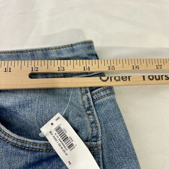 Old Navy Denim Jean Skirt Women's Size 2 High Waist Button Front Frayed Hem NEW - Picture 10 of 11
